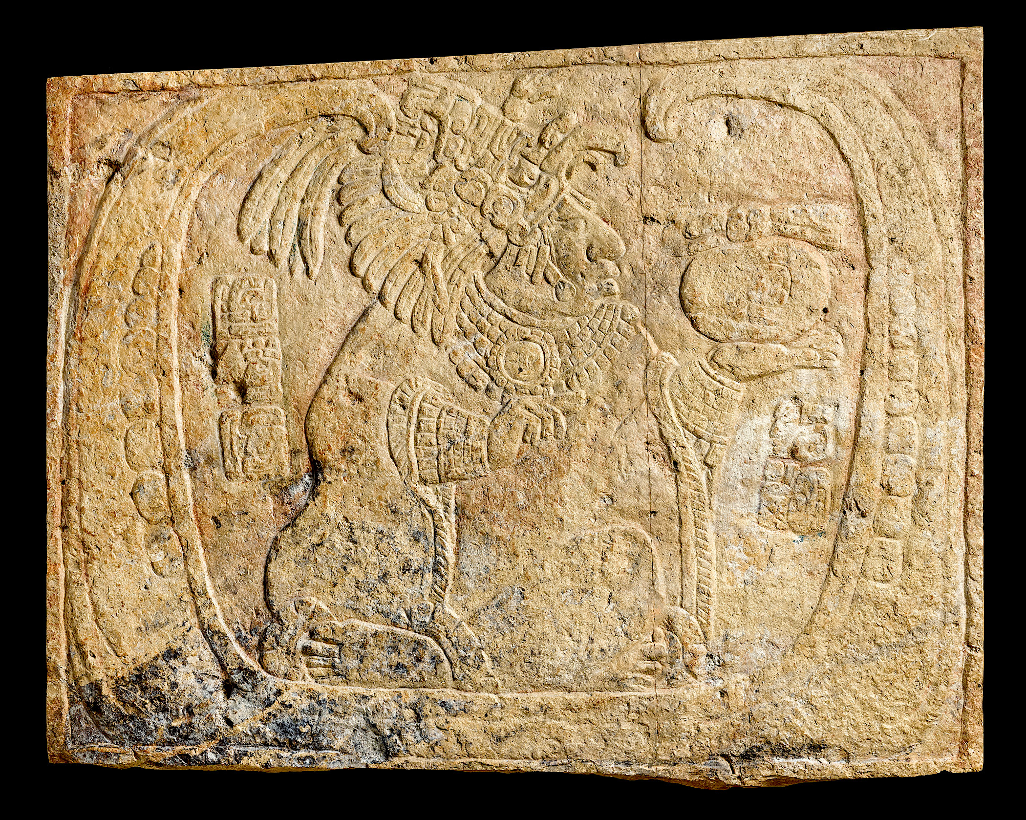 Carved Door Lintel with Female in Moon Cartouche, Maya, Guatemala or Mexico, Peten or Chiapas, Usumacinta River Valley, nearby Yaxchilán, Maya, 750–850 CE, Los Angeles County Museum of Art, purchased with funds provided by the Shinji Shumekai Ancient Art Fund and Joan Palevsky, photo © Museum Associates/LACMA