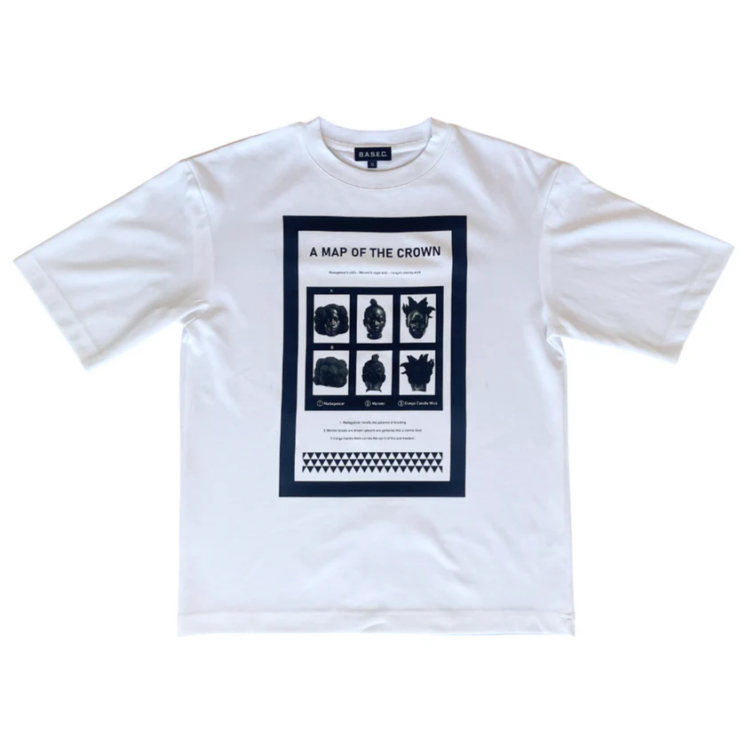 White t-shirt with black designs