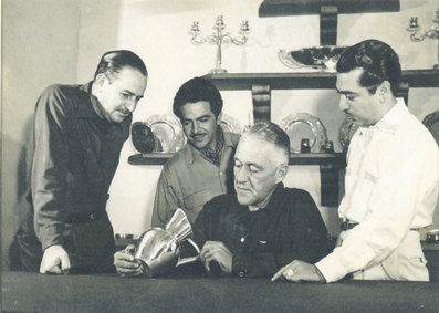 Photo by Juan Guzmán of Héctor Aguilar, Antonio Pineda, William Spratling, and Antonio Castillo, c. 1955. Collection of the Latin American Library, Tulane University 