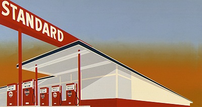 Ed Ruscha, Standard Station, 1966, Museum Acquisition Fund, © 2012 Ed Ruscha. All rights reserved, photo © 2012 Museum Associates/LACMA