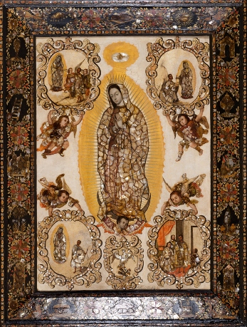 Miguel González, Virgin of Guadalupe and Her Apparitions to Juan Diego, c. 1698, purchased with funds provided by the Bernard and Edith Lewin Collection of Mexican Art Deaccession Fund