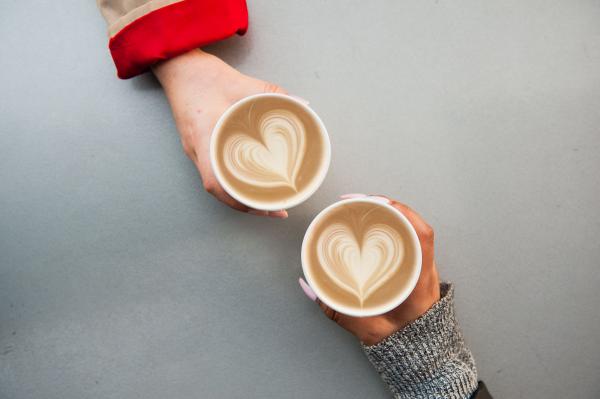 Image of lattes with heart latte art