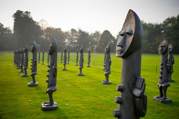 Zak Ové, The Invisible Men and the Masque of Blackness, 2016, installation view, Yorkshire Sculpture Park, Yorkshire, UK, 2016-17