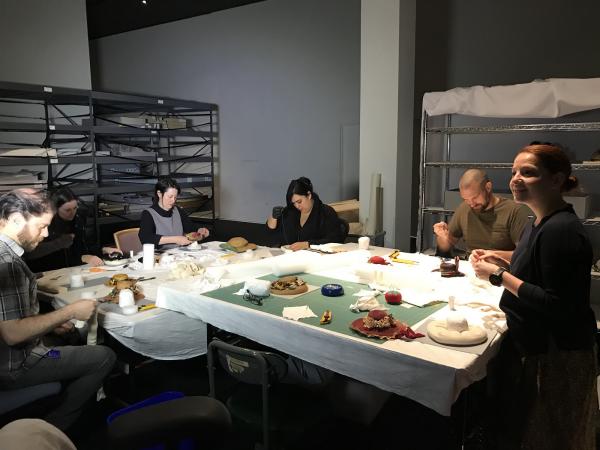 Hat mount workshop (left to right): Larry Rubin, Jenn Iacovelli, Christina Frank, Martha Rocha, Michael VanHartingsveldt, and Lauren Helliwell