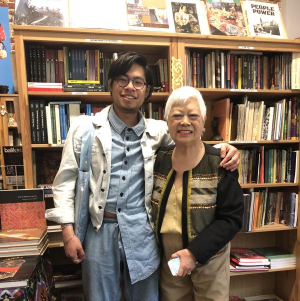 LACMA-ASU Fellow Matthew Villar Miranda with Linda Nietes of Pinta Dos Gallery and Philippines Expressions Bookshop