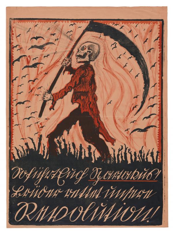 Poster of skeleton marching with scythe
