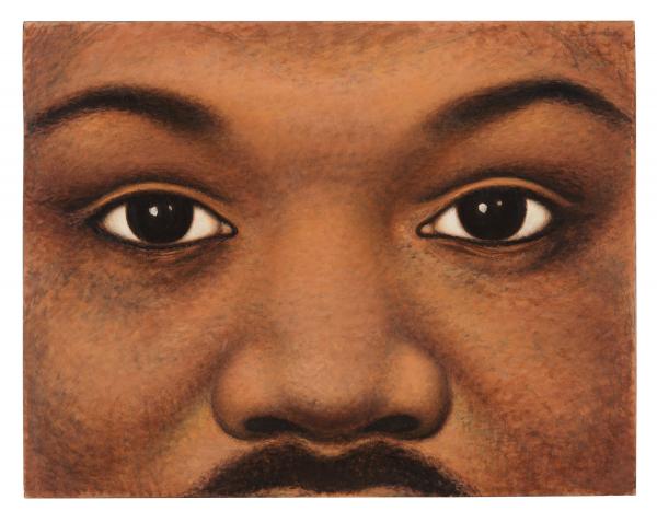 Painting of the close-cropped face of Martin Luther King, Jr.