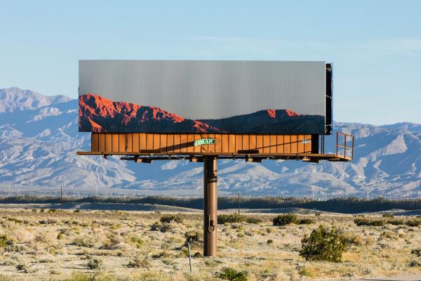 Billboard with mountains