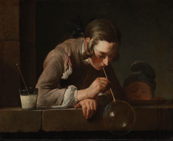 Image of painting, Jean-Baptiste-Siméon Chardin, Soap Bubbles, after 1739