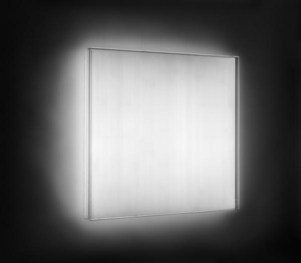Glowing white square sculpture 