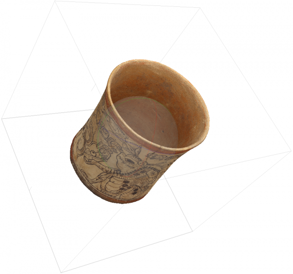 Capture of a 3D model of a Classic Maya codex-style vase generated using Agisoft Metashape