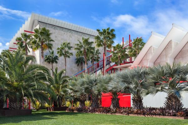 LACMA building and palm trees