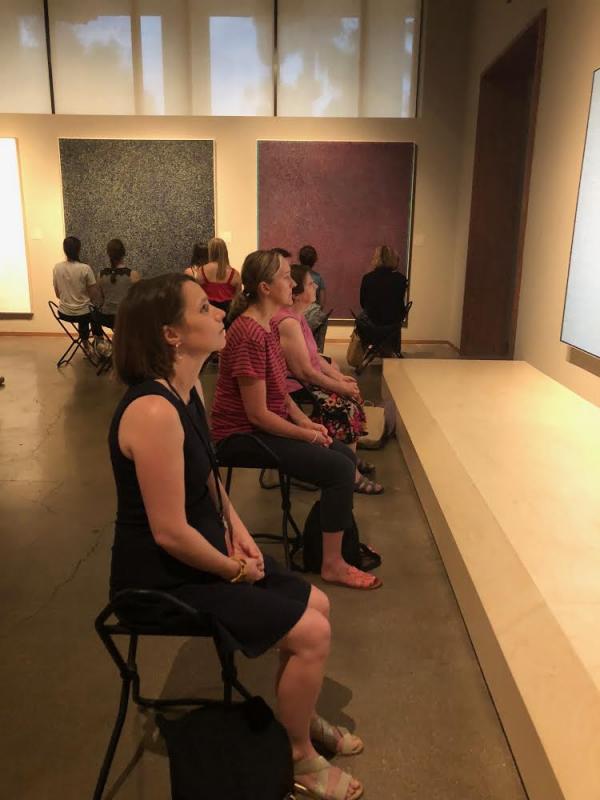 Participants during Mindful Monday, in the exhibition Unexpected Light: Works by Young-Il Ahn