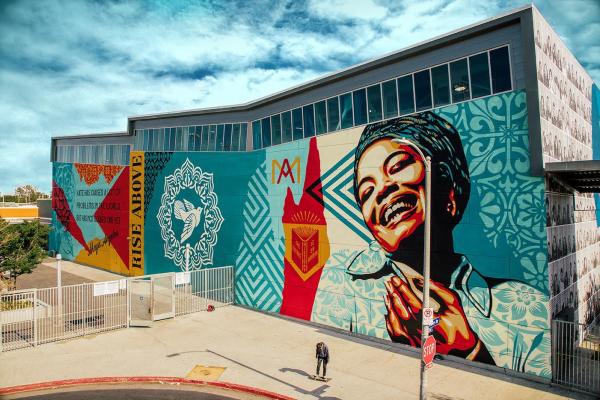 Mural by Shepard Fairey, photo by Jon Furlong for @obeygiant 