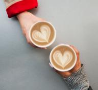Image of lattes with heart latte art