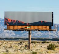 Billboard with mountains