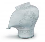 Pale blue vase with tiger design