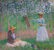 Claude Monet, In the Woods at Giverny: Blanche Hoschedé at Her Easel with Suzanne Hoschedé Reading, 1887