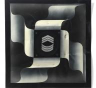Black, gray, and white geometric painting