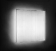 Glowing white square sculpture 