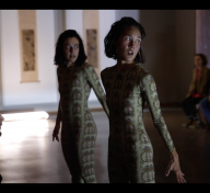 Jennie MaryTai Liu and devika wickremesinghe performing Living Female Respondent or 53 Yakshi in LACMA’s Korean Art galleries, photo by Ian Byers-Gamber