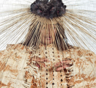 Woman wearing an intricate headpiece