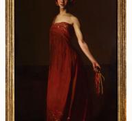 Painting of woman in red dress
