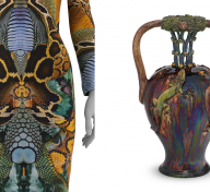 Patterned dress and vase