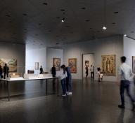 Interior of gallery with people